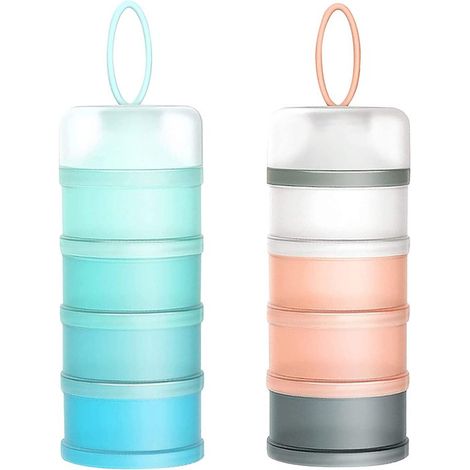 Dispensador de comida para bebés - 4 niveles - portátil - apilable - 2 piezas - Estilo B (1/5)