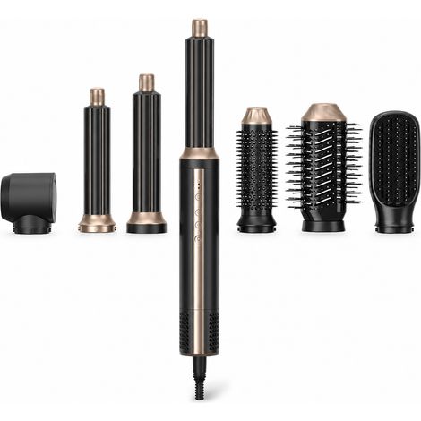 Brosse soufflante 6-en-1, boucleur, lisseur et sèche-cheveux, noire, 240 V avec prise britannique (1/5)