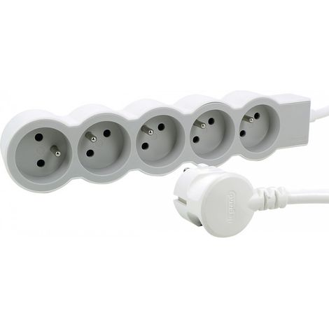 Presa multipla cablata compatta, 5 prese bianca, 3M LEGRAND