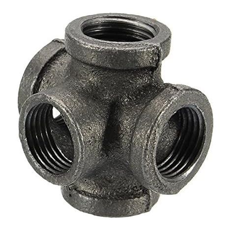 Conector de tubo cruzado hembra de 1 pulgada, accesorio de manguera de hierro maleable negro de 1/2 "3/4" 1 "5 vías - 1 pieza (1/4)