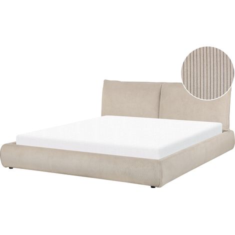 Cama de agua moderna tapizada 180 x 200 cm somier con colchón pana gris pardo Vinay