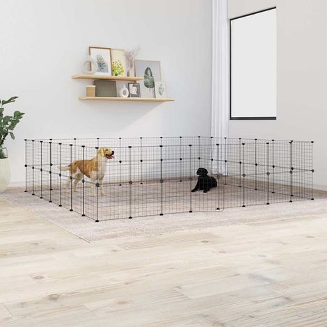 Jaula para mascotas de 60 paneles puerta acero negro 35x35 cm vidaXL