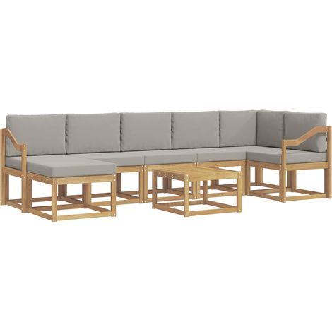 Ensemble de canapés d'extérieur 8 pc Blanc et gris clair vidaXL (1/5)