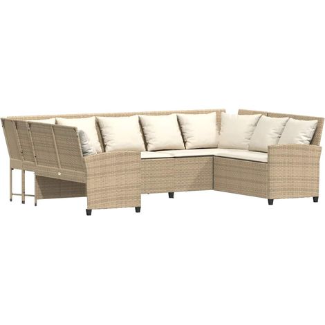 Maison Exclusive - Gartensofa mit Kissen Beige Poly Rattan