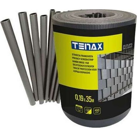 TENAX Striscia Frangivista in PVC Antracite 0,19x35 m con Clip Fissaggio (1/5)