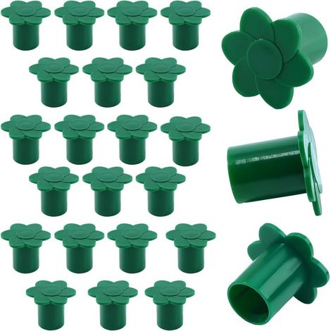 24 Embout de Poteau en Plastique Vert en Forme de Champignon à Visser sur Les Tuteurs et Les Piquets de Sécurité pour la Pelouse la Ferme et Les Plantes Protection des Poteaux en Bambou (1/5)