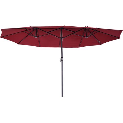 Ombrellone da Giardino Doppio 4,6x2,7m in Acciaio e Poliestere Rosso (1/5)