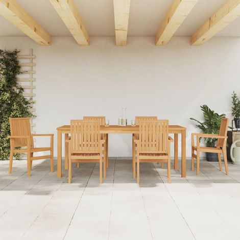 7-tlg. Garten-Essgruppe Massivholz Teak