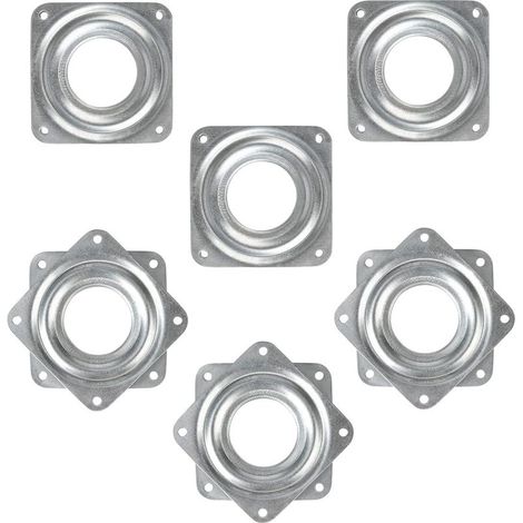 Quadratisch Drehteller 360 Grad Lazy Susan Kugellager Schwenkplatte 3 Zoll Metall Drehscheibe für TV-Tisch, Esstisch, Anzeigen-Regal, Möbel 6 Stück (Silber) (1/5)