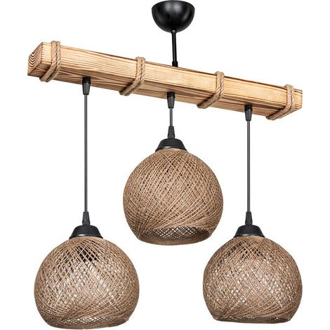 Plafonnier suspension luminaire noyer beige 50x20x63 cm 4
