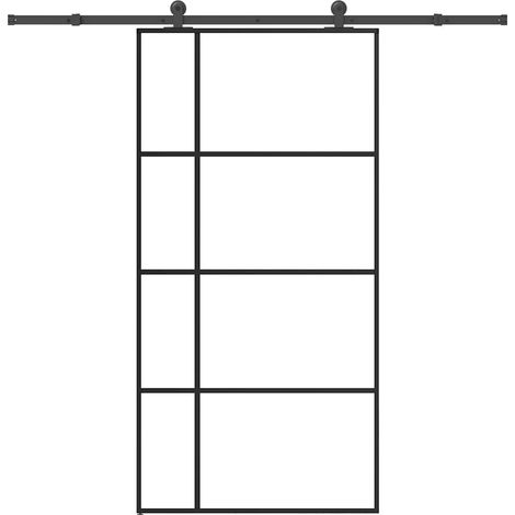 Schiebetür mit Beschlag 102,5x205 cm ESG-Glas & Aluminium