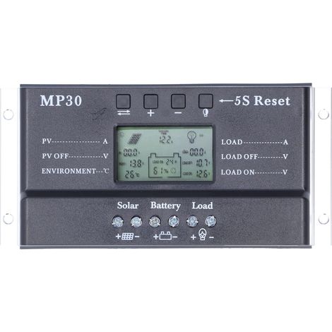 Solarladeregler, MPPT-PWM-Batterieregler mit USB-Anschluss, Schutzschaltung, Hintergrundbeleuchtung und LCD-Display für Solaranlagen im Haushalt.
