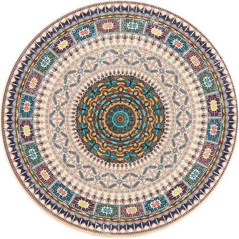 Runder Teppich NOVO Strado, modernes Beige, zartes Muster, für das Wohnzimmer, orientalisch, 120 x 120 cm