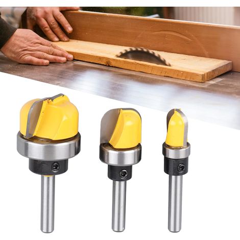 3pcs Cutter Router Bit, 1/4 pouce Shank Round Bottward Woodworking Milling Cutter Router Router Bit, pour la fabrication de palettes dans le travail du bois (1/5)