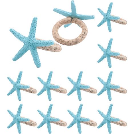 Ronds de serviette en forme d'étoile de mer, lot de 12, thème océan et littoral, mariage nautique (1/4)