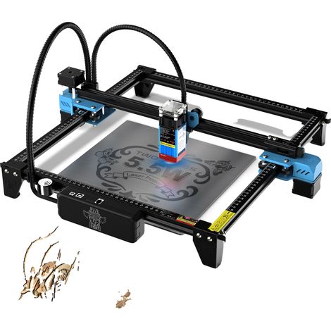 Graveur Laser, Puissance de 5,5W, Zone de Gravure de 300mm x 300mm, Module de Traction Motorisé, Réglage de Hauteur jusqu'à 40mm, Modes de Gravure Multiples (1/5)