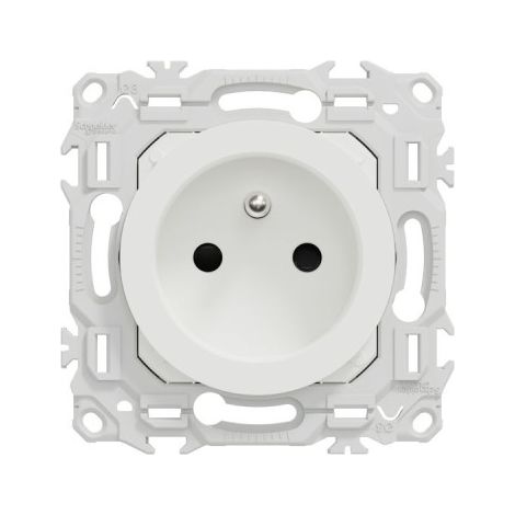 Steckdose 2P+T Renovation mit Zugdose und Krallen Odace 4 Klemmen/Pol - weiß - SCHNEIDER - S925049 (1/4)