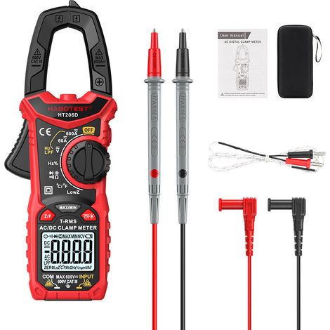 Pinza amperometrica digitale AC/DC, multimetro professionale, misura corrente/tensione/diodo/temperatura/resistenza/frequenza/diodo/capacità (1/5)