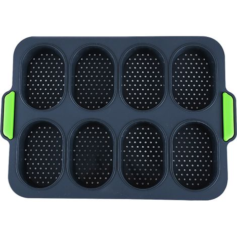 molde para baguettes, antiadherente, de silicona, con orificios de ventilación, apto para microondas. (1/5)