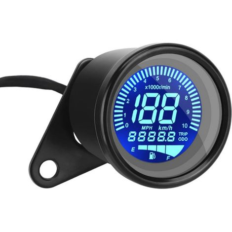 Compteur de vitesse numérique GPS pour moto, tachymètre à 7 rétroéclairages réglables, odomètre et compteur journalier, universel 12V noir (1/5)