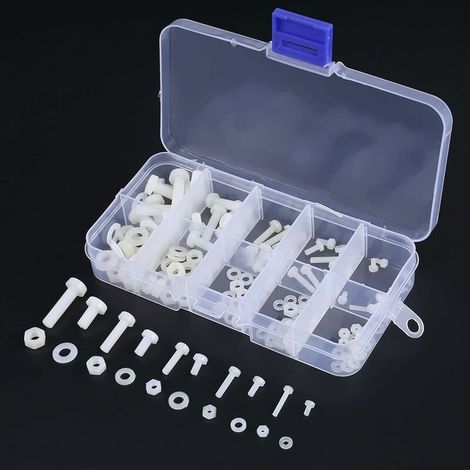 150pcs Coffrets Boulons et Ecrous d'Assortiment Vis Jeu de Rondelles d'écrous à Visser M2 M2.5 M3 M4 M5 (1/5)