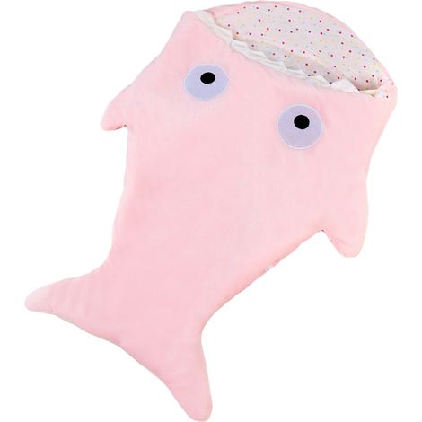 Sac de couchage bébé rose forme requin, dessin animé mignon, peau douce et respirant pour nourrisson (1/5)