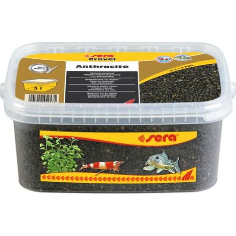 Sera Gravel Anthracite - Gravilla antracita natural (Ø 1 - 3 mm), para todos los acuarios de agua dulce y salada