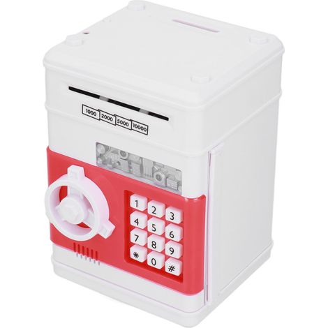 Coffre-fort éducatif ATM avec mot de passe pour enfants - Tirelire électronique sécurisée rouge