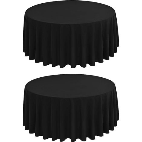 Lot de 2 sets de table ronds Noir 177 cm Polyester Facile d'entretien & Élégant