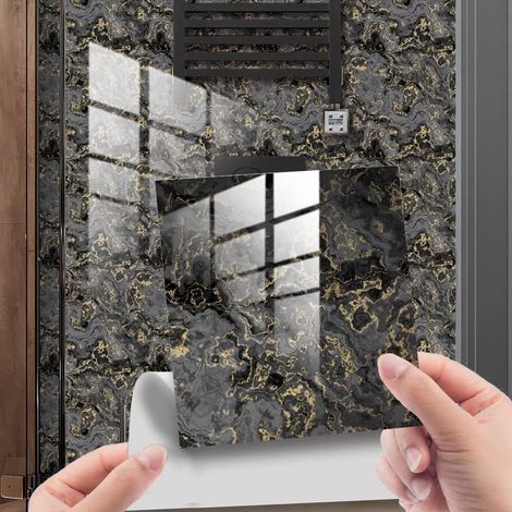 Élégance 20 Films Professionnel Nettoyage Adhésifs 10x10cm - PVC Cryogénique à Effet Marbre Acier, Poli Gris (1/5)