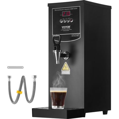 VEVOR Gewerblicher Heißwasserspender 10 L, 1,5 kW Wasserkocher Elektrisch mit Heizrohr aus Edelstahl 316, Stufenweise Schnellaufheizung 50 L/h Heißwasserbereiter für Cafes Teestuben Restaurants Büros