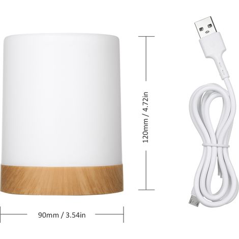 Lampe de chevet tactile avec télécommande, 13 couleurs et 3 modes d'éclairage, fonction minuterie, rechargeable par USB, lampe de table à intensité variable pour salon, chambre et bureau. (1/4)