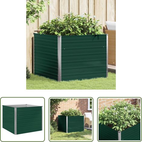 Hochbeet 100 x 100 x 77 cm - Hochbeet 100 x 100 x 77 cm Verzinkter Stahl Grün (1/5)