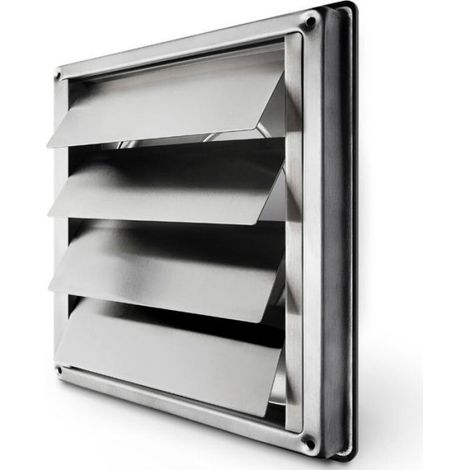 Grille de ventilation 150 mm – Acier inoxydable – Clapet anti-retour automatique – Résistante aux intempéries – Dimensions 184x184mm (1/4)
