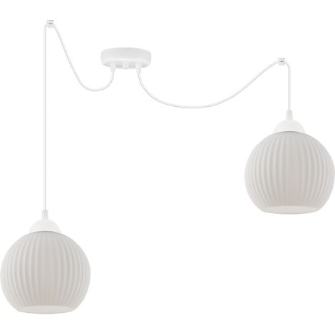 LAMPADA A SOSPENSIONE SPIDER RIFFLE BIANCO 2 PARALUME BIANCO PIATTO SFERA E27 (1/5)