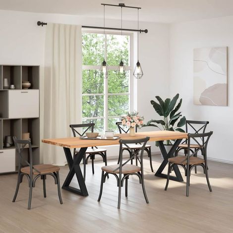 vidaXL Pieds de table à manger 2 pièces Noir 80 x (72-73,3) cm Acier (1/5)