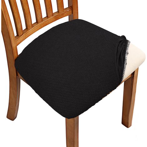 Housse de chaise 4 pièces amovible et lavable anti-poussière housse de siège de chaise de salle à manger pour chaise de salle à manger de cuisine à boucle noir (1/5)