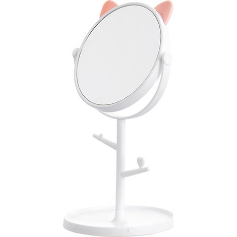 Miroir De Table - Forme Oreilles De Chat - Rotatif 180° - Pour Maquillage Et Soin Du Visage - En Intérieur - 1 Pièce (1/5)