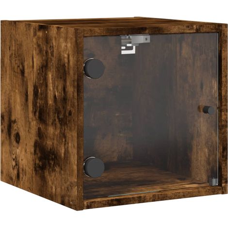 Comodino con anta a vetro 35 x 37 x 35 cm vetro MDF marrone DEC033266