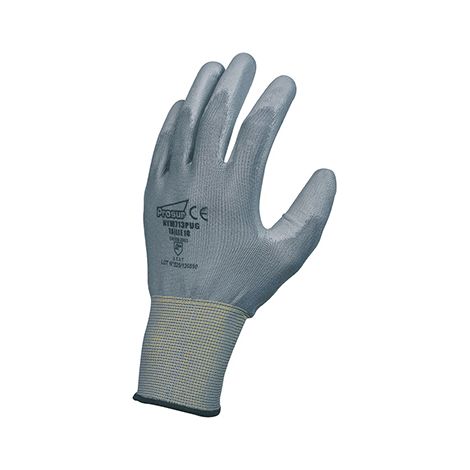 Gants de Travail Nylon Enduit PU Gris - Jauge 13 Sans Couture - Protection Mecanique EN 388 - Taille 8 - Lot de 10