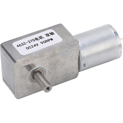 Moteur à courant continu à engrenages, double arbre, sens de rotation réglable, turbine carrée à vis sans fin, réducteur de vitesse, 24 V CC, 90 tr/min (1/5)