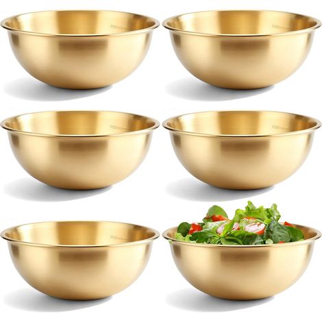 6 Bols Mélangeurs,Acier Inoxydable,Finition Or,Bords Lisses,Cuisine Et (1/5)