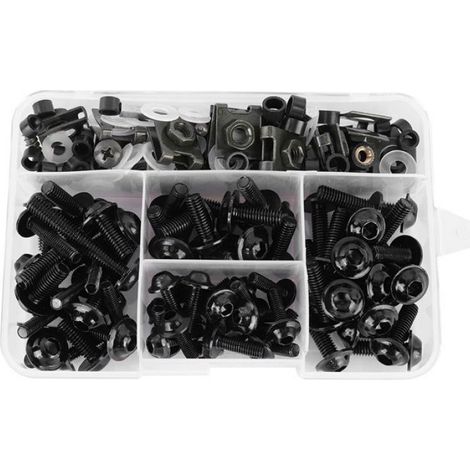 Vis Moto - M5 M6 - Pour Carénage Moto Sport - Aluminium Noir - Lot de 177 Pièces (1/4)