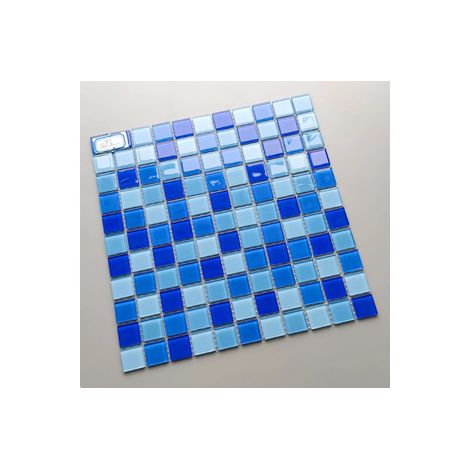 Mosaïque en verre bleu pour piscine extérieure – Carreaux 300x300 mm, effet cristal, pour salle de bain ou bassin, décoratif (1/3)