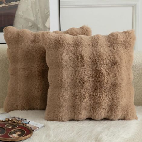 Taies d'oreiller lot de 2, mélange polyester-laine ultra doux avec fermeture éclair invisible, rouge, décoration pour canapé-lit et chambre à coucher (1/5)