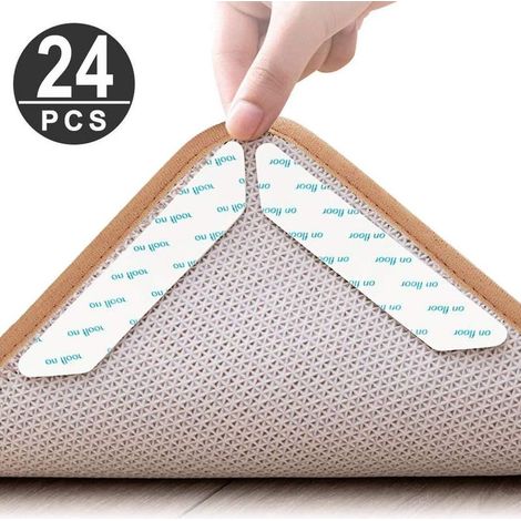 24 Pcs Anti Derapant Tapis, Anti Curling Carpet Grippers Coin, Anti à boucler Tapis antidérapant, réutilisable Sticker Tapis antidérapant pour planchers de Bois Franc,carpettes et Tapis (1/5)