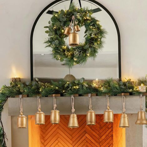 Cloche De Noël - En Fer - Décoration Rustique Vintage Pour Arbre De Noël Guirlande Cheminée Table - Lot De 1 (1/5)
