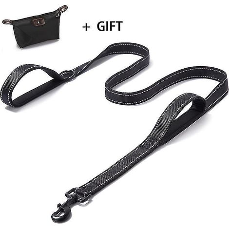 Laisse pour chien à double poignée, mains libres, extensible et absorbant les chocs (1/5)