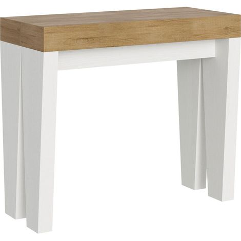 Consolle Allungabile 90-196x40x77 cm in Nobilitato Marrone e Bianco (1/4)
