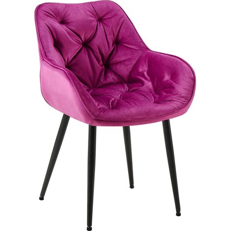 Chaise de salle à manger x1 design et moderne assise en velours violet et pieds en métal noir 100001494 (1/5)